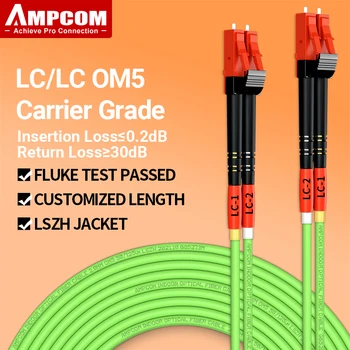 AMPCOM OM5 LC LC UPC Fiber Optic Patch Cablu Multimode Duplex FPM 50/125 um 100g Îndoiți Insensibil 2.0 mm Cablul de Fibra Optica