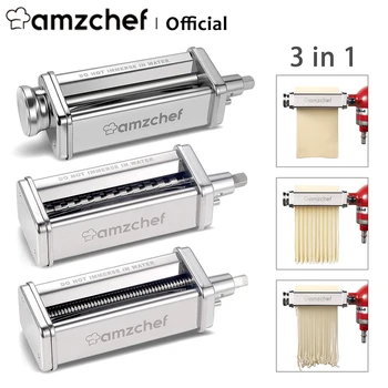Amzchef DT-O-3 Paste Roller&Cutter 3-în-1 Set pentru Kitchenaid Sta Blender cu Paste Roller,Spaghete Cutter,Cutter Fettuccine 14