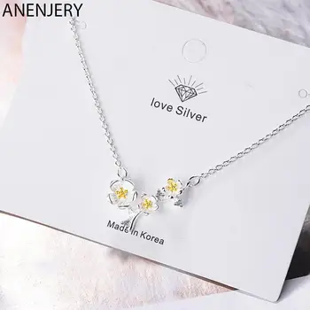 ANENJERY Argint Culoare Floare de Cires Floare Pandantiv Colier Petrecere de Nunta Iubitorii de Bijuterii Cadouri S-N338 2