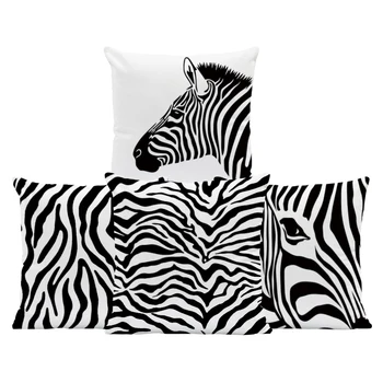 Animal Zebra Perna Alb Și Negru Pernă Acoperă Stil Nordic Natura Petrecere Acasă Accesorii Pillowslip 17.7 Inch Canapea De Catifea 6