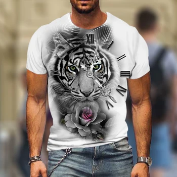 Animale Grafic pentru Bărbați T-Shirt Tigru 3D T-Shirt Casual de Vara cu Maneci Scurte Hot-Vânzare Topuri de Moda High Street Streetwear