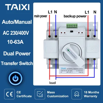 ATS Dual de Putere Comutator de Transfer Automat MCB 2P+2P 3P+3P 4P+4P Auto/Manual de Comutare de Circuit Întrerupătoare MCB 63A 40A 20A32A 3