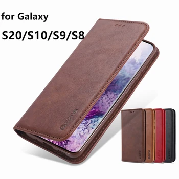 AZNS Caz pentru Samsung Galaxy S20 S10 S9 S8 Plus Ultra 5G S10e PU Capac din Piele atracție magnetică Portofel Caz 7