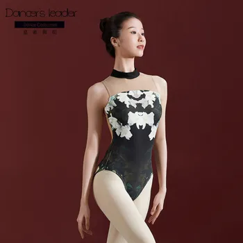 Balet Tricou Pentru Femei De Imprimare O Singură Bucată Gimnastica De Costume De Baie Chineză De Dans Practică Costume Adulti Costume De Balerina 10