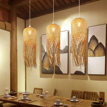 Bambus candelabru Chineză ceai Zen lumina camera Asia de Sud-restaurant hotel B&B, stil de bambus oală fierbinte de lumină balcon, bar 5