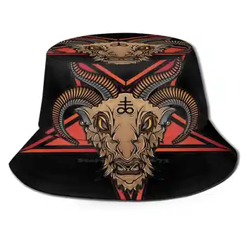 Baphomet Pe O Pentagramă Găleată Pălărie De Plajă Turism Pălării Respirabil Soare Capac Satan Diavolul Oculte Capra Pentagrama 666 Demon Satanic 12