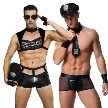Barbat Sexy Costum De Poliție Plasă De Lenjerie Sexy Sexy Erotic Uniformă De Polițist De Poliție Joc De Rol De Sex Haine 2 Tipuri De Oameni Costum Sexy 3