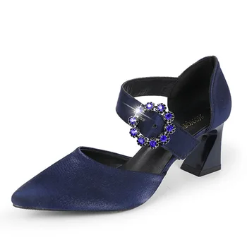 BCEBYL Cristal Albastru Cataramă Banchet Pompe de Femei Pantofi de Mătase a Subliniat Toe Pantofi Femei Elegante, Tocuri inalte, Pantofi de Nunta, Pantofi de Moda 6