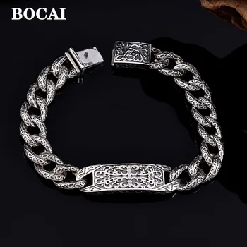 BOCAI 100% Reale S925 Argint Bijuterii de Epocă de bun augur de Viță de vie Om Brățară Personalitate Dominatoare Cadouri de Craciun 5