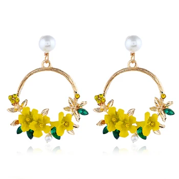 Bohemia Declarație geometrice de flori de Cristal cerc Mare earringsfor Femeile rochii Lungi cu Franjuri Cercei Bijuterii Cadou