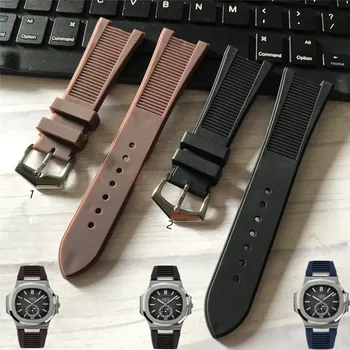Brand de Top 25mm Cauciuc Curea de Ceas Silicon Negru, Catarama Watchbands pentru PATEK PHILIPPE curea Nautilus Serie Watchband 2
