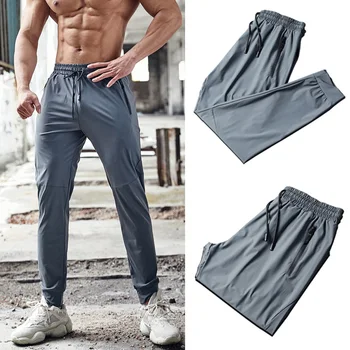 Bărbați Sport Pantaloni De Formare Culturism Pantaloni Tânăr De Fitness Rulează Sweatpant Elastic Subțire Uscat Se Potrivesc Cu Fermoar Buzunare Pantaloni Lungi 14