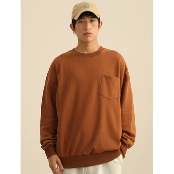Bărbați Îmbrăcăminte 2022 Nou Model Culoare Solidă Subțire Pulover Stil De Agrement Vrac High Street Culoare Caramel Neutru Bluza De Toamna