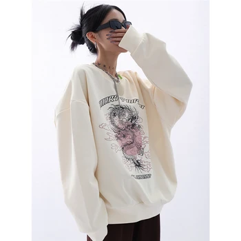 Caise Echipajul Gât Imprimare Tricou Femei Toamna Iarna Nou Harajuku Umflat Fata De Moda Coreeană Mâneci Lungi Pulover De Topuri 3