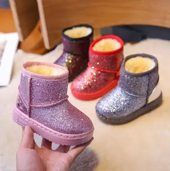 Caldă Copii Cizme de Zapada Pentru Copii Nou Copilul de Iarna Princess Copil Pantofi anti-alunecare Plat Rotund Toe Băieți Fete Copil Minunat Cizme 6