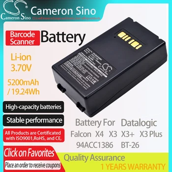 CameronSino Baterie pentru Datalogic Falcon X3 X4 X3+ X3 Plus se potrivește Datalogic 94ACC1386 BT-26 coduri de Bare baterie 5200mAh 3.70 V 6