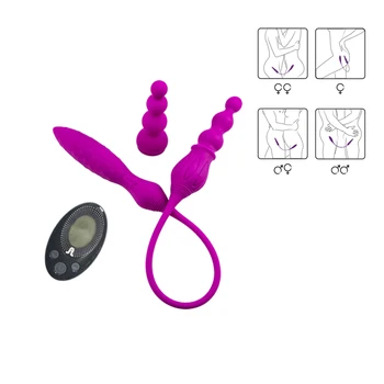 Cap dublu Vibrator G-SPOT Vibrator Puternic Vibrator de Control de la Distanță Anal plug Jucarie Sexuala Pentru Femeie adult Lesbiene Flexibil 11