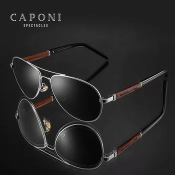 CAPONI Pilot ochelari de Soare Polarizat UV400 din Lemn de Înaltă Calitate Cadru Ochelari de Soare Pentru Barbati Brand de Lux de Conducere Ochelari de Nuante CP409