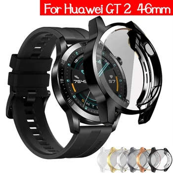Caz TPU pentru Huawei watch GT 2 46mm curea de Ceas de trupa GT / GT2 46 mm moale Placat cu Toate-în Jurul valorii de Ecran Protector capacul barei de protecție Caz 8
