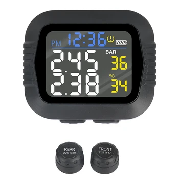 Ceas Digital de Monitorizare a Presiunii în Anvelope Sistemul Cu 2 Senzori Externi LCD Display Colorat Motocicleta TPMS Alarmă de Temperatură 8