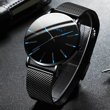 Ceasuri Deosebite 2022 Bărbat Elegant Ultra-Subțire Din Oțel Inoxidabil De Afaceri Cuarț Nou Ceas De Mână De Moda Casual, Negru Ceas Pentru Bărbați