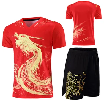 Cele Mai Recente Dragon Chinezesc Tenis De Masă Tricouri Kit Bărbați Femei Copii China Ping Pong Costume De Tenis De Masă Seturi De Sport, Tricou Haine 5