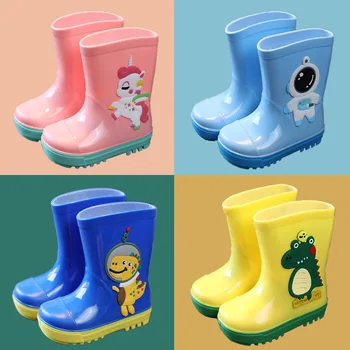 Cizme de ploaie Copii de Iarna pentru Fete Drăguț 3D Rainboots Copii Baieti Cizme de Pluș Cald Glezna PVC Impermeabil Toddler Apa de Ploaie Pantofi