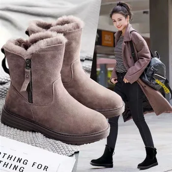 comemore 2021 Noua de Pantofi pentru Femei de Iarna Zapada Ghete Femei Pluș Gros Cald Cizme Scurte Impermeabil anti-alunecare Plat Casual Pantofi de Bumbac 8