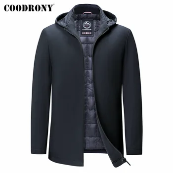 COODRONY Brand cu Glugă de Culoare Solidă Moale Hanorac Bărbați Îmbrăcăminte de Iarnă New Sosire Casual Cald Gros Geaca Palton Z8183 2