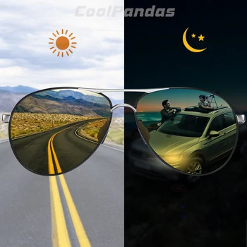 CoolPandas Brand Aviației Fotocromatică ochelari de Soare pentru Barbati Ochelari Polarizati pentru Femei Zi de Conducere de Noapte Ochelari de Soare Ochelari oculos