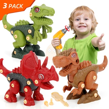 Copii Burghiu Jucărie Dinozaur Puzzle 3D DIY Jucărie din Plastic, Asamblate Joc de Blocuri Electric Piuliță Șurub cu Animale Set de Jucarii Educative Pentru copii