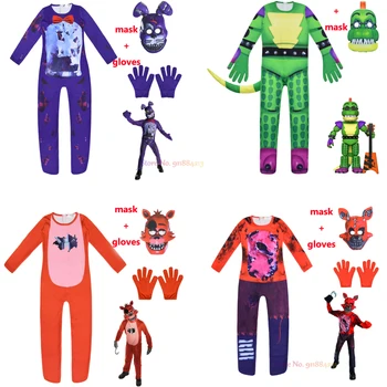 Copii Băieți Fete Fnaf Freddy Halloween Cosplay Costum Amuzant Petrecere Carnaval Costum Salopeta, Masca, Manusile Tinuta 10