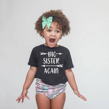 Copii Fete Sora mai Mare din Nou Tricou Amuzant Fată Copilul Maneci Scurte Surorile mai Mari Anuntul T-shirt Casual Copii Teuri Haine 6