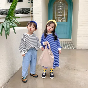 Copii Haine de Primavara Toamna 2022 Băieți și Fete coreene cu Dungi Camasi pentru Copii Solidă Bumbac Casual Lejere Haine de Moda 3