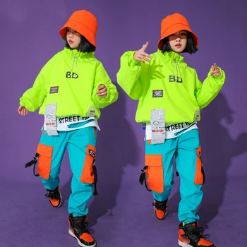 Copiii Hip Hop Costume de Dans Pentru Copii Sacou cu Mâneci Lungi Hiphop Pantaloni Tinutele Scena de Jazz, spectacol de Dans Haine DQS7837 16
