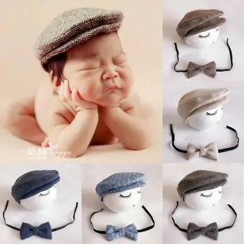 Copil Nou-Născut A Atins Copil Drăguț Nou-Născut Băiat Beanie Cap Recuzită Fotografie Costum De Bumbac Pălărie Accesorii 9