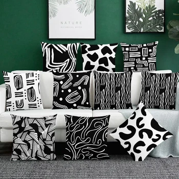 Creative imprimare alb-negru perna pătrat pernele de acoperire auto canapea scaun de birou fata de perna simple ornamente decor acasă 9
