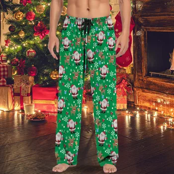 Crăciun Mens Pantaloni Casual Pantaloni de Pijama Cu Cordon Si Buzunare Cadou de Crăciun Dormitor cu 1