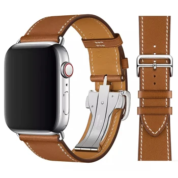 Curea din piele Pentru Apple Watch Band 7 41mm 45mm Watchband Pentru iWacth seria 7 6 5 3 SE 44mm 40mm 42mm 38mm Bratara Accesorii 4