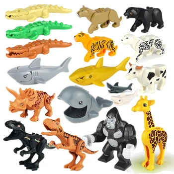 Cărămizi Oraș Animal World Zoo Accesorii Blocuri Dinozaur Jurassic Pantera Câine Zoo MOC Casa Park Mini Figura de Acțiune Jucărie 5
