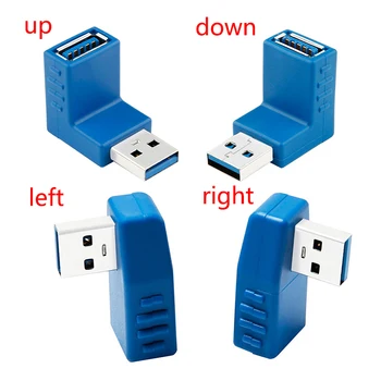 De 90 de Grade, Conector USB USB Stanga Dreapta Sus Jos în Unghi 2.0/3.0 de Tip Masculin La Feminin M/F Convertor Adaptor Negru/Albastru 7