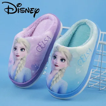 De iarna Noi pentru Copii din Bumbac, Papuci de Casă pentru Fete frozen elsa Printesa Pantofi Casual Disney 3