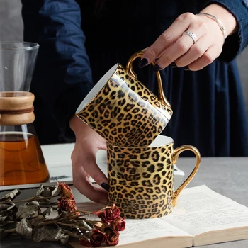 De lux ceramice os leopard ceașcă de cafea set convenabil de portelan cana de lapte creative de aur Phnom Penh ceașcă de ceai cu o lingura de cadou 11