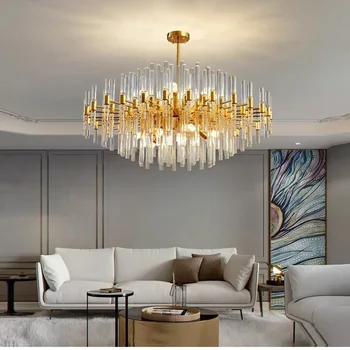 De lux CONDUS de Cristal Candelabru de Aur Moderne Plafon Lampă de Agățat pentru Dormitor, Bucatarie de Mese de Living Lumini Pandantiv Corpuri 2