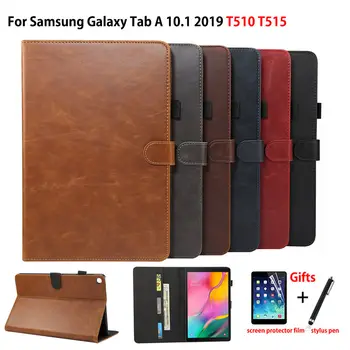 De lux de Caz Pentru Samsung Galaxy Tab 10.1 2019 T510 T515 SM-T510 Acoperi Funda Comprimat Piele PU Stand Shell Capa +Film+Pen 13