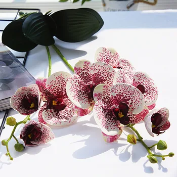 De lux Latex Orhidee cu frunze Artificiale de flori albe, Orhidee Fluture flori false pentru Acasă Decorare Nunta flores