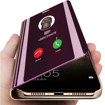 De lux Mirror View Flip Smart case Pentru Samsung Galaxy 8 A8 2018 A530F Fundas Etui Original Magnetic din Piele Capacul Telefonului 1
