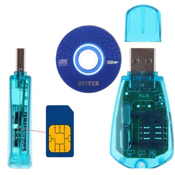De mare Viteză Albastru Portabil Usb Sim Card Reader Copy/cloner/scriitor/backup Kit Cititor de cartele Sim Gsm Cdma Sms Backup + Cd Disc de Telefon 9