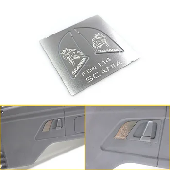 De Metal Ușă Mâner Metalic Decorativ Eticheta de Upgrade pentru 1/14 Tamiya RC Camion Remorcă Basculantă Scania R730 R620 R470 Diy Auto Piese 5