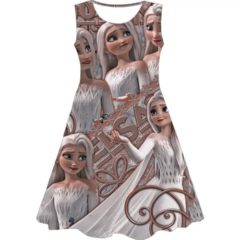 De vară pentru Copii Îmbrăcăminte pentru Femei Frozen Elsa Maneci Scurte Rochie de Printesa Vestidos Ziua de Îmbrăcăminte pentru Copii Fete Dress 1